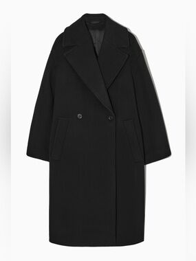 COS black oversized wool-blend coat